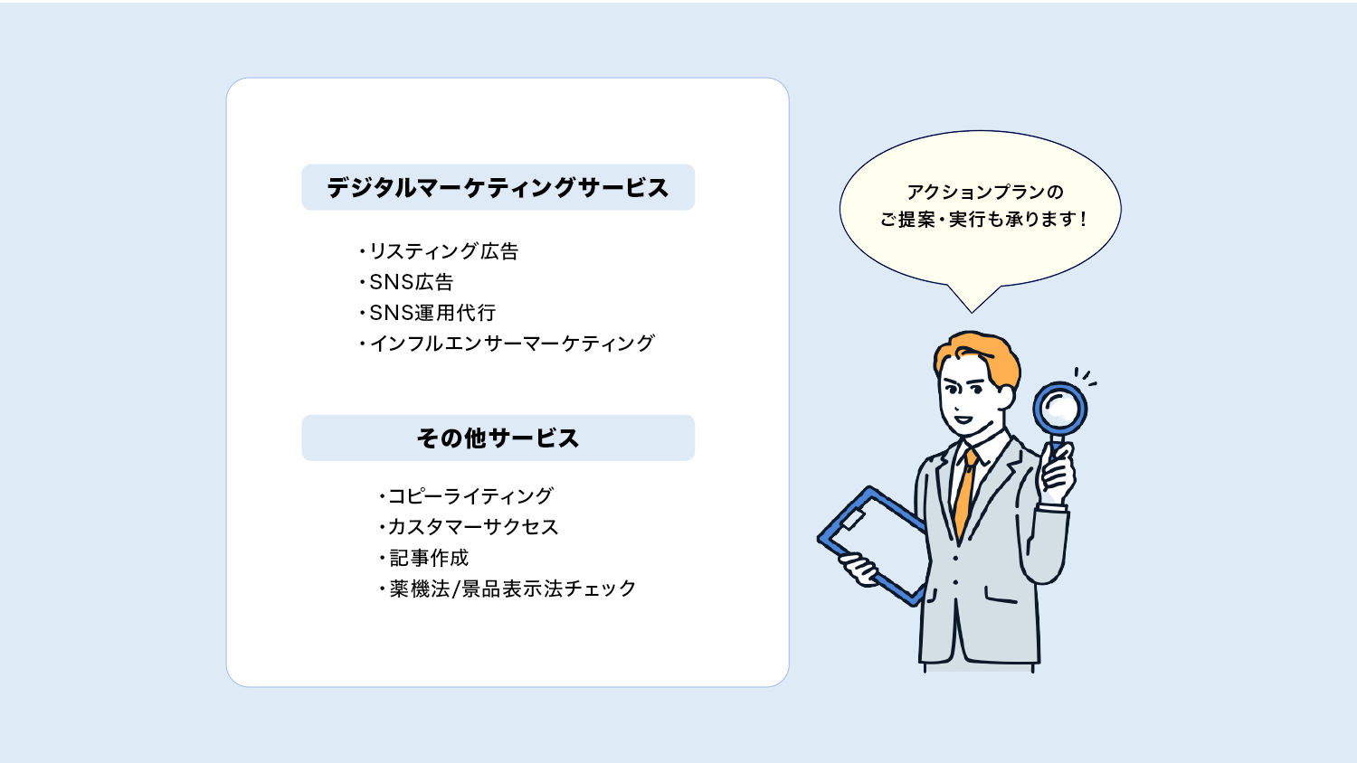 アクションプランのご提案・実行も承ります！
